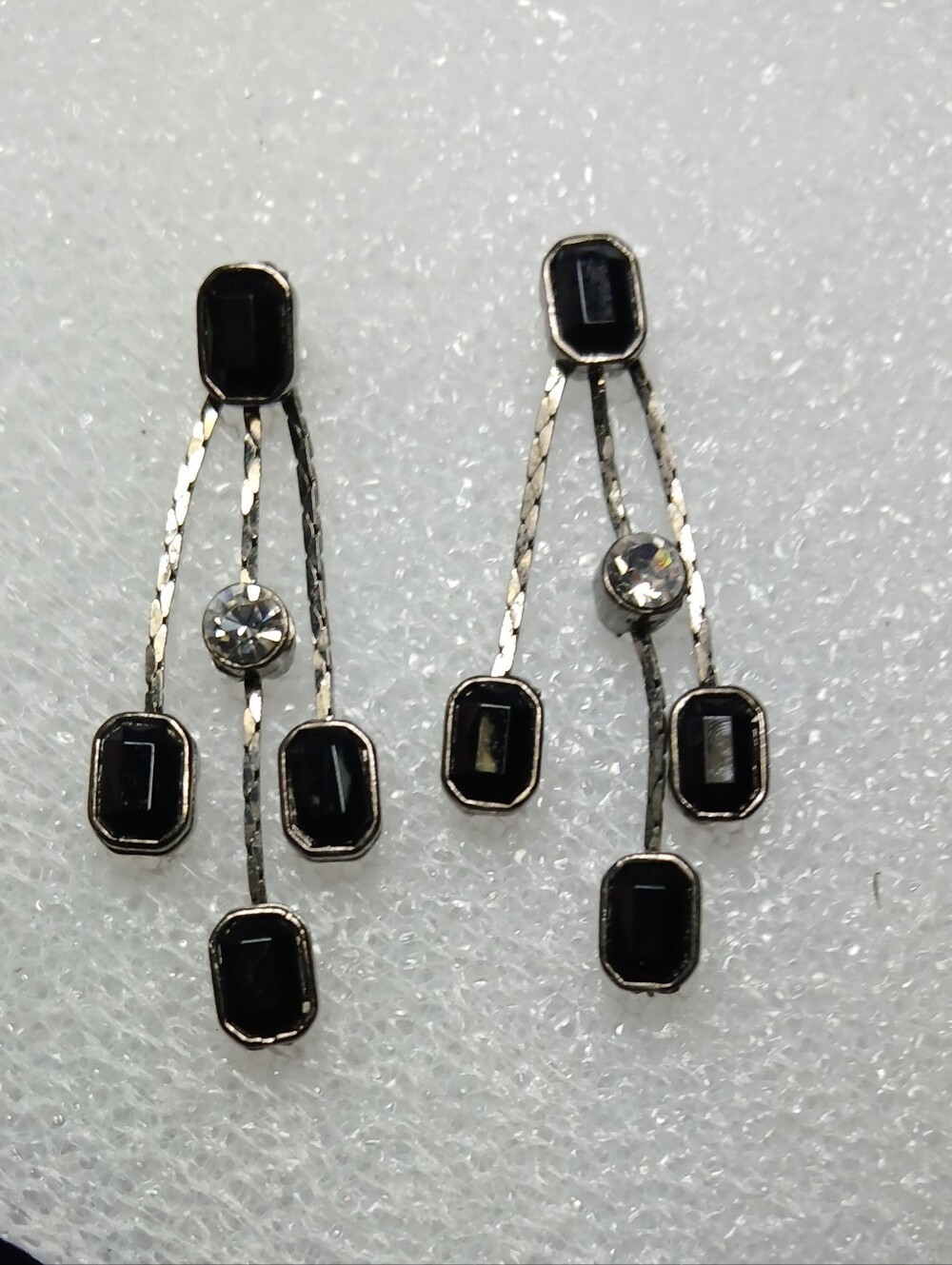 Black and Silver Drop Dangle Earrings